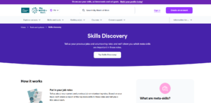 Screenshot of front page of the Skills Discovery Tool website