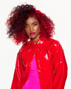 Wella model with coloured afro hair