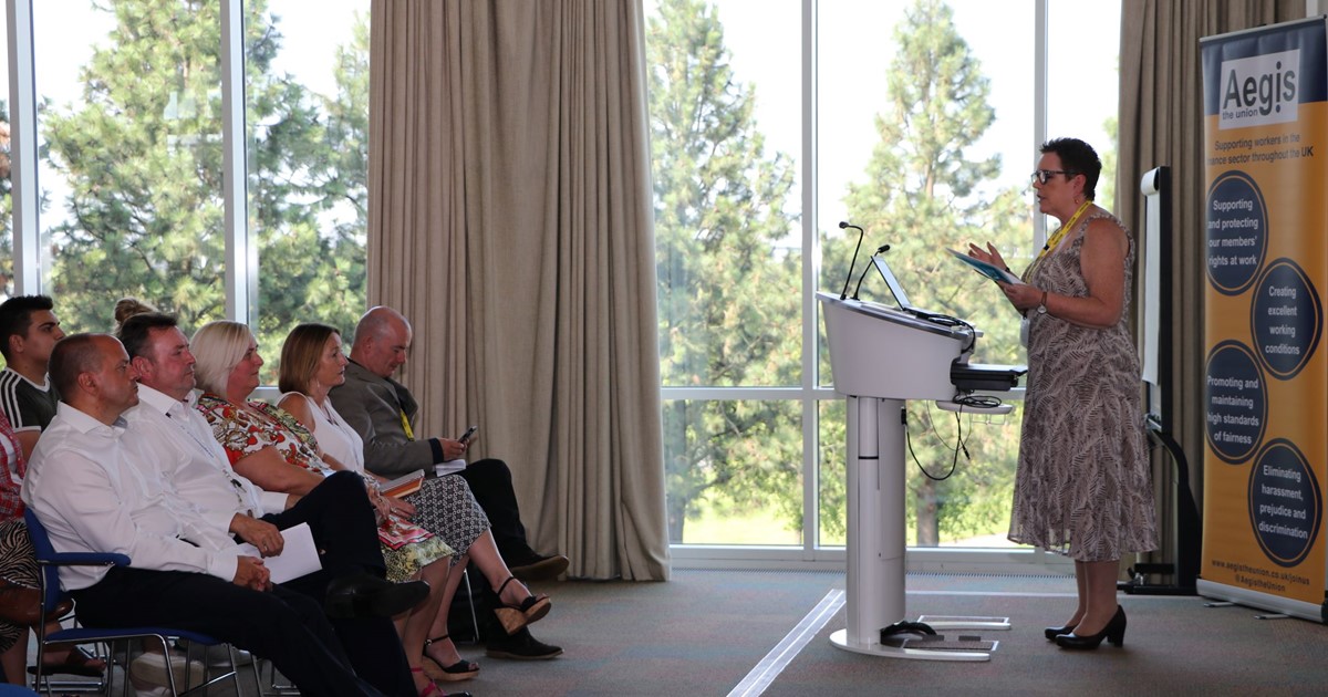 SCQFP CEO, Aileen Ponton, presenting at Aegon recognition event
