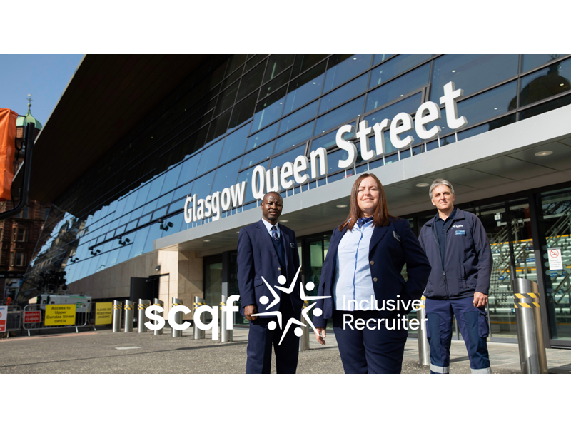 ScotRail Employees outside Glasgow Queen Street Station