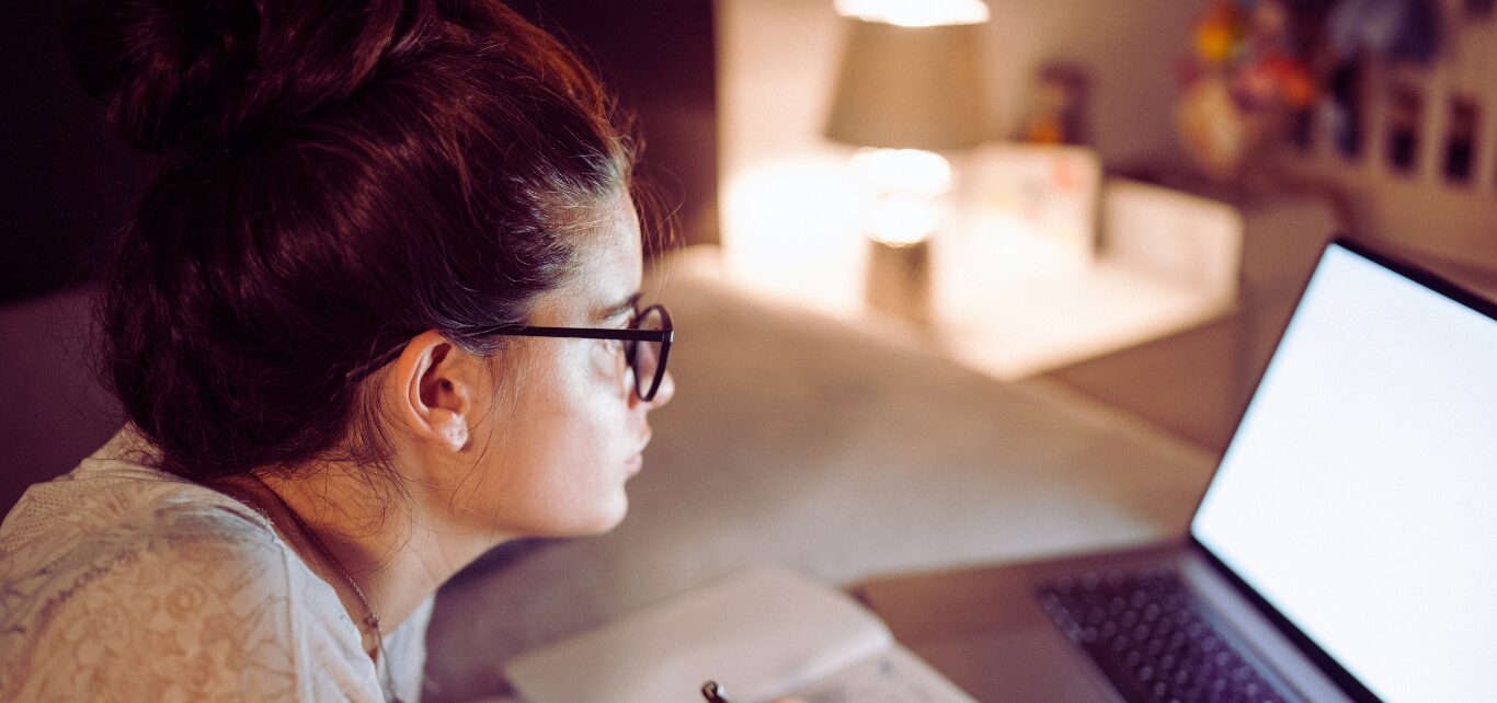 Woman looking at a laptop screen