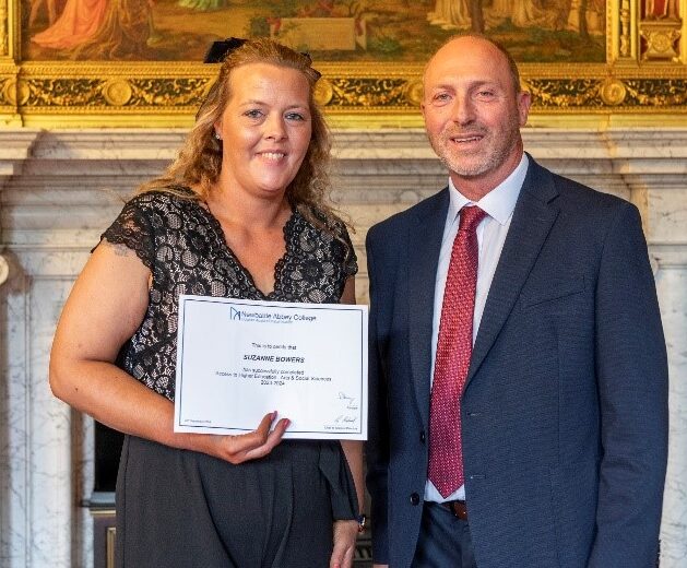 Suzanne Bowers, who is a care-experienced mum with ADHD and dyslexia. She entered college at SCQF level 6 and is now thriving at university, studying a Masters at SCQF level 11